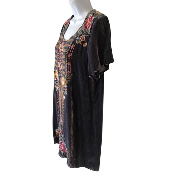 Johnny Was Cherelle Velvet Embroidered Drape Tunic Top Short Sleeve Women Size M - Picture 4 of 11
